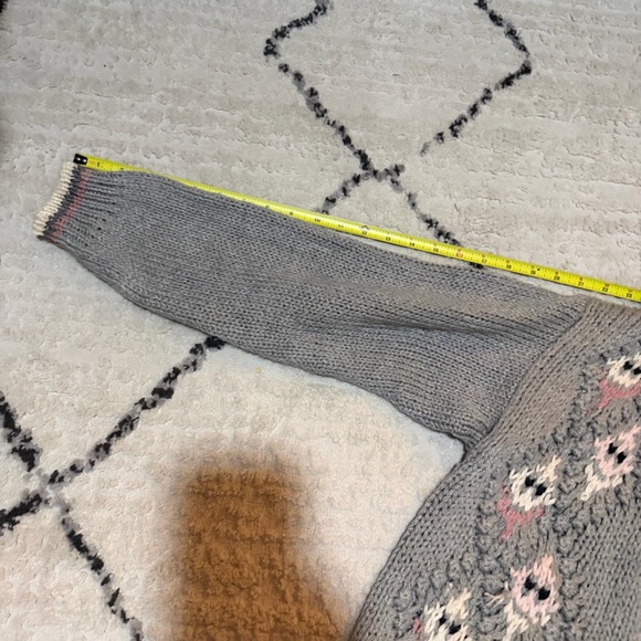 Vintage Grey Cottagecore Koret Granny Sweater Cardigan Hand Knitted Large 80s - Picture 7 of 12